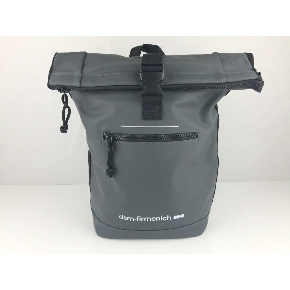 DSM Firmemich Roll Top Backpack Dark Gray Water Resistant Laptop‎ Bag NWT